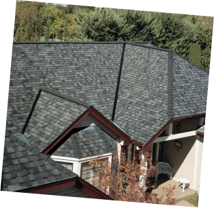 Gray asphalt shingle roofing on residential home