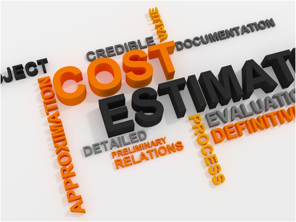 3D words showing cost estimate and related terms